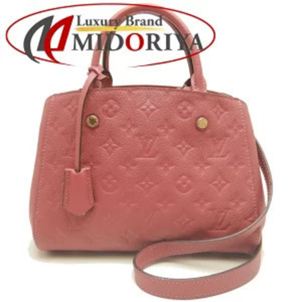 Louis Vuitton Empreinte Montaigne Top Handle Bag Freesia Leather Red Pink